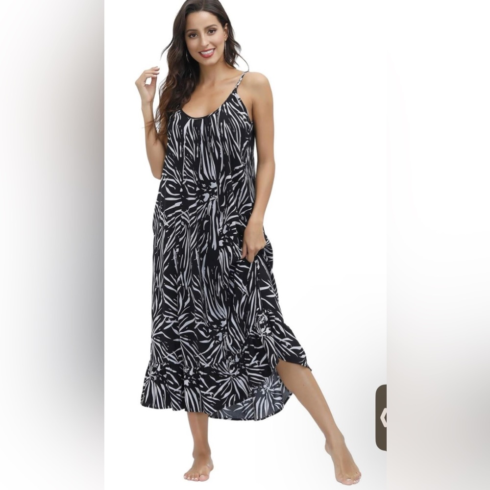 NWT. XXL BUENOS NINOS Women's V Neck Floral Maxi Dress Boho with pockets